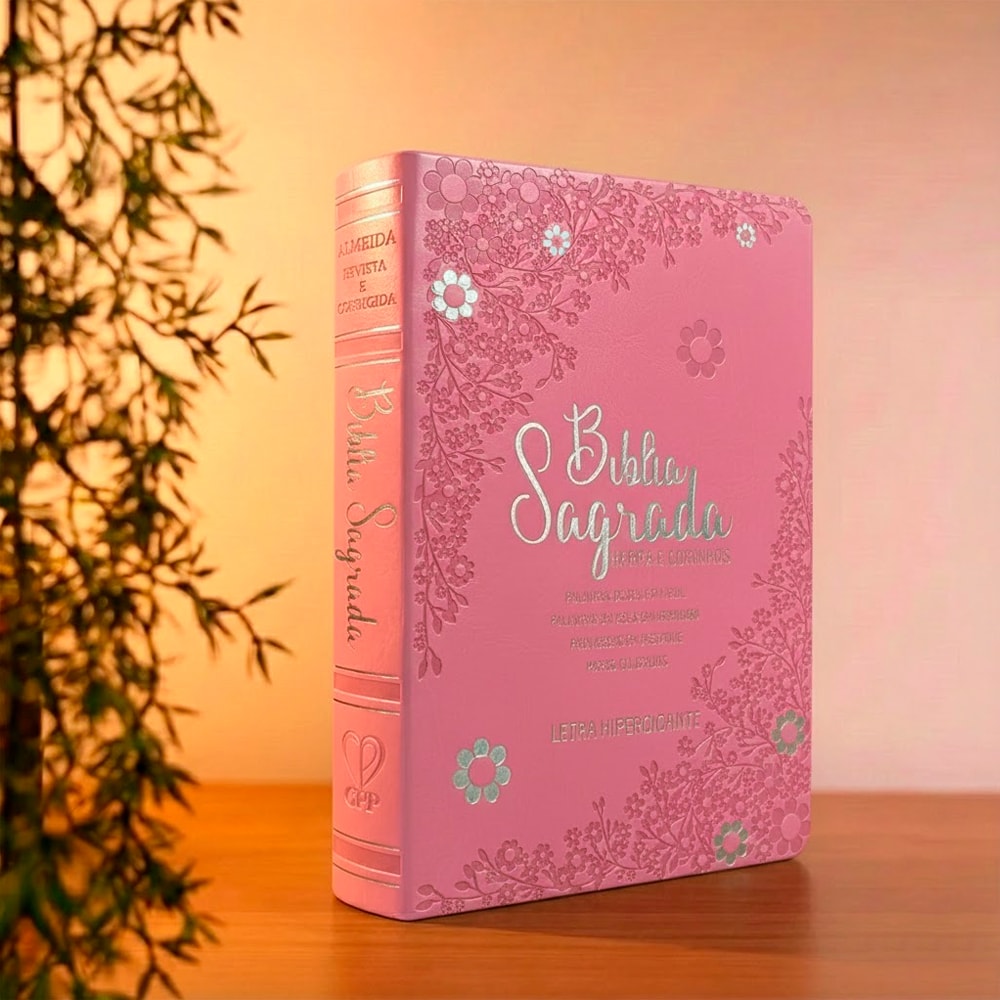 Bíblia Sagrada Floral Margarida | ARC | Hipergigante | Harpa Avivada e Corinhos | Capa Luxo Rosa