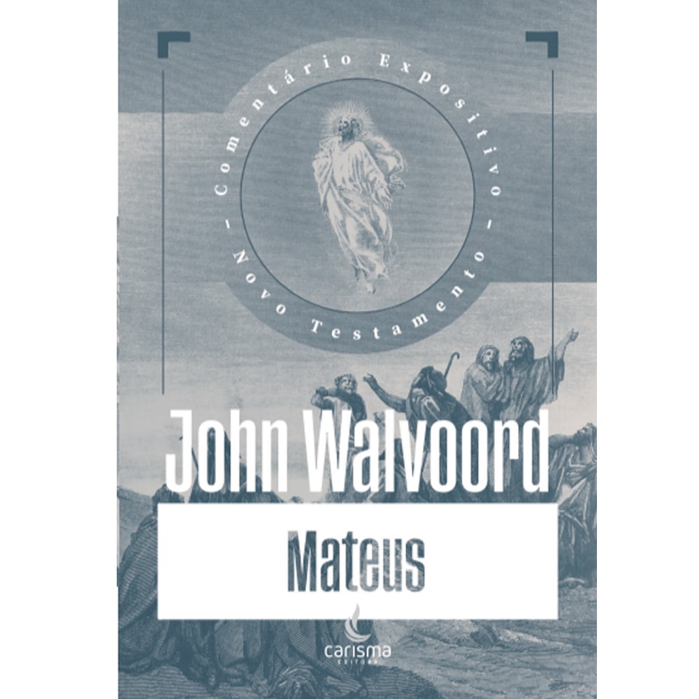 Livro Comentário Expositivo Mateus, capa cinza com ilustração de figura bíblica e título em branco. — Plenitude
