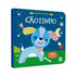 Livro infantil Amigos Fofinhos Cãozinho, capa azul com cachorro de pelúcia. — Plenitude