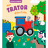 Livro sonoro infantil "Meu Trator Divertido" com capa colorida e ilustração de trator vermelho e azul. — Plenitude