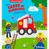 Livro Sonoro "Meu Carro de Bombeiros Divertido", capa azul com um caminhão de bombeiros e 5 sons. — Plenitude