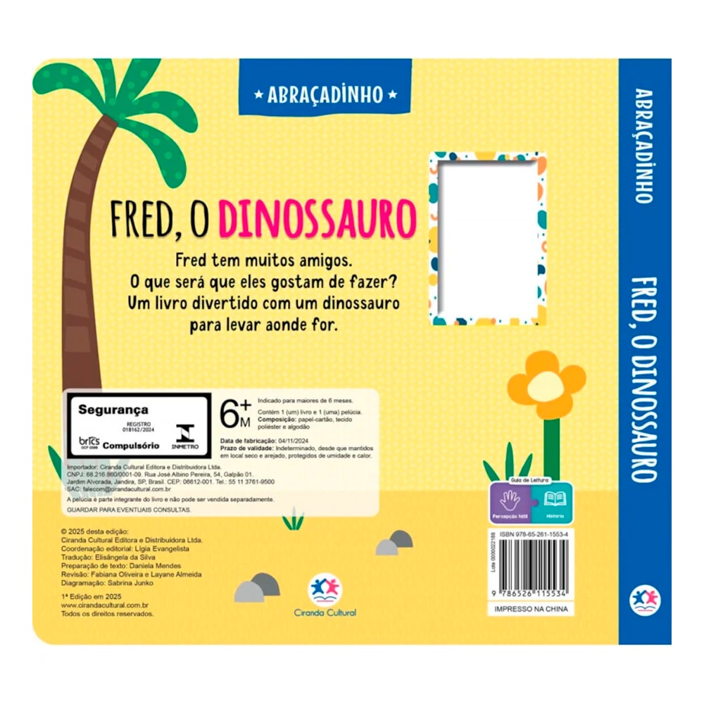 Livro Cartonado Fred o Dinossauro | Abraçadinho