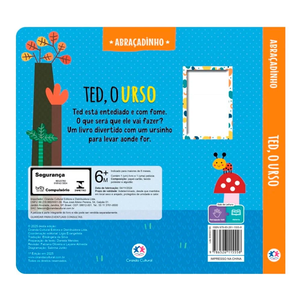 Livro Cartonado Ted o Urso | Abraçadinho