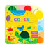 Livro infantil Cores | Toque, Sinta e Aprenda, capa amarela com ilustrações de objetos coloridos. — Plenitude