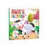 Livro infantil Onde Estão Os Animais Da Fazenda?, capa branca com vaca e texturas. — Plenitude