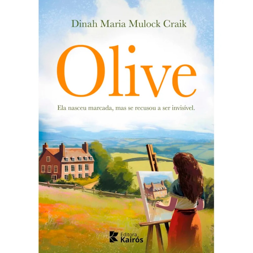 Livro Olive de Dinah Maria Mulock Craik, capa com mulher pintando paisagem. — Plenitude