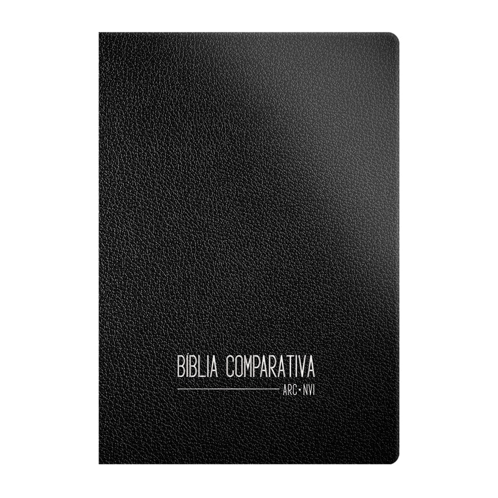 Bíblia Comparativa ARC-NVI, capa preta luxo com textura de couro, letra extra grande. — Plenitude.