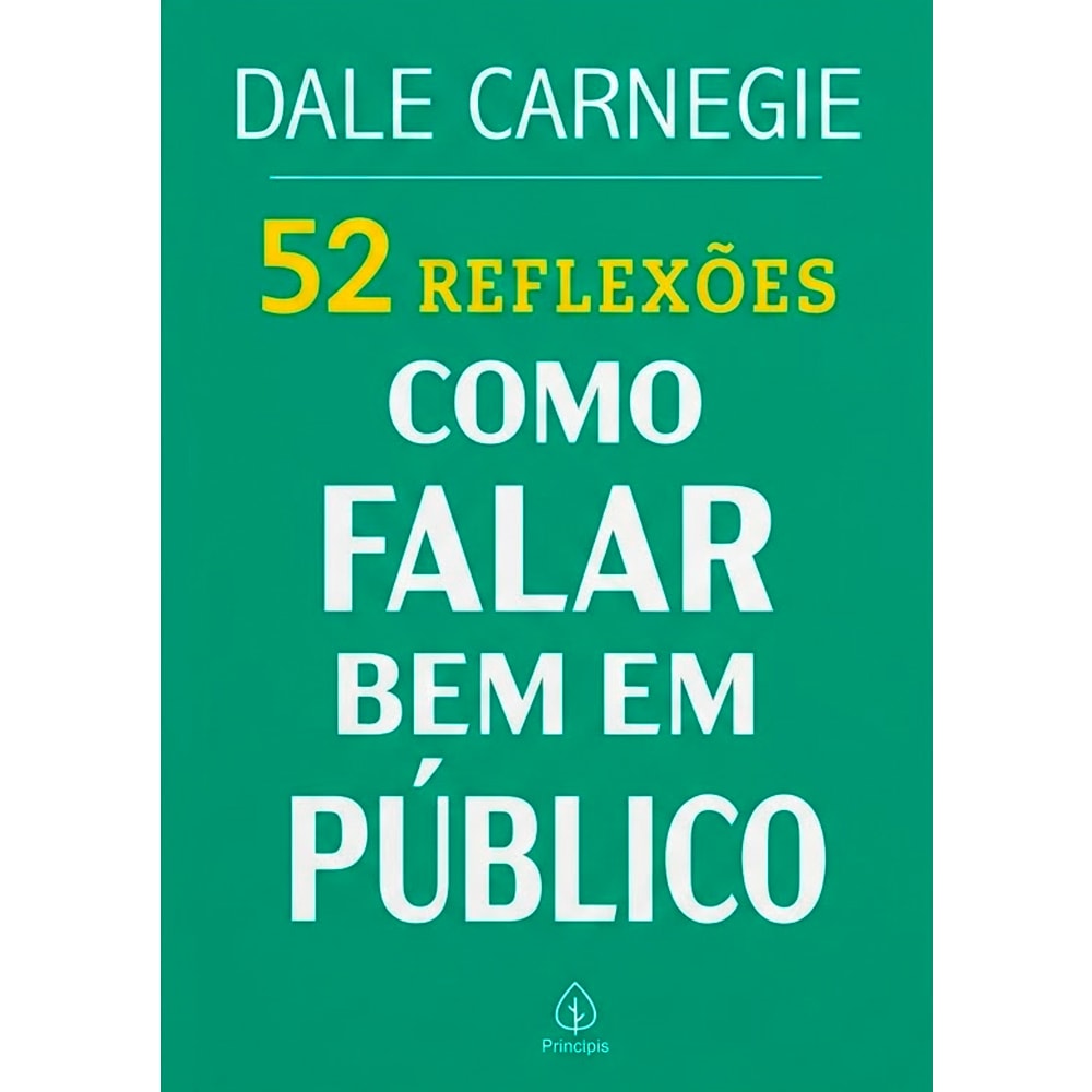 Livro 52 Reflexões, Como Falar Bem em Público, capa verde com texto branco. — Plenitude