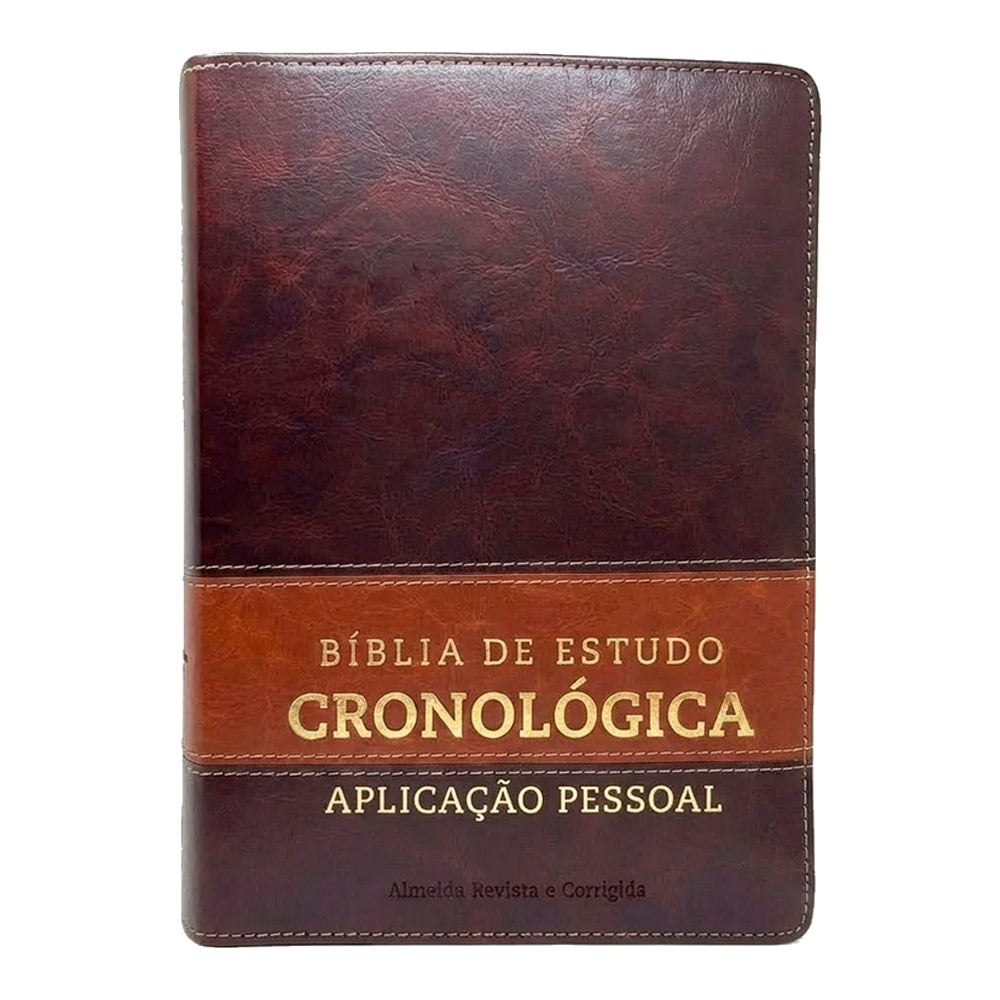 Bíblia de Estudo em Ordem Cronológica Aplicação Pessoal | ARC | Letra Normal | Capa Marrom Claro/Esc