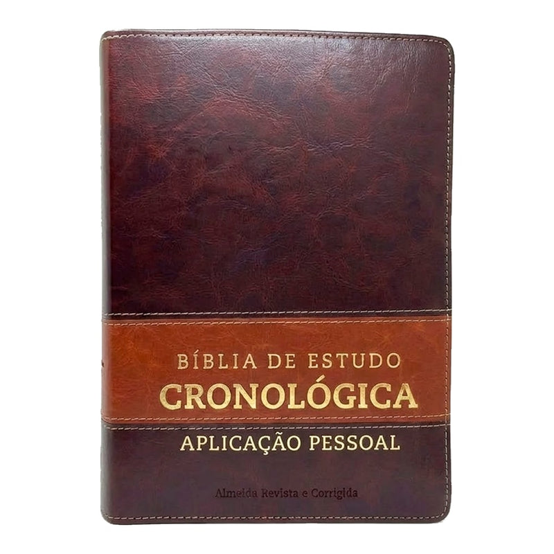 Bíblia de Estudo em Ordem Cronológica Aplicação Pessoal | ARC | Letra Normal | Capa Marrom Claro/Esc