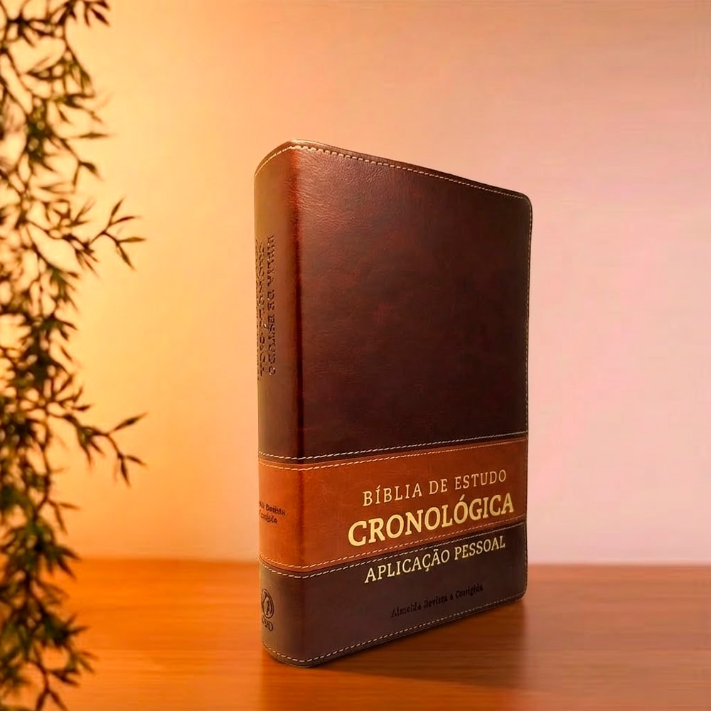 Bíblia de Estudo em Ordem Cronológica Aplicação Pessoal | ARC | Letra Normal | Capa Marrom Claro/Esc