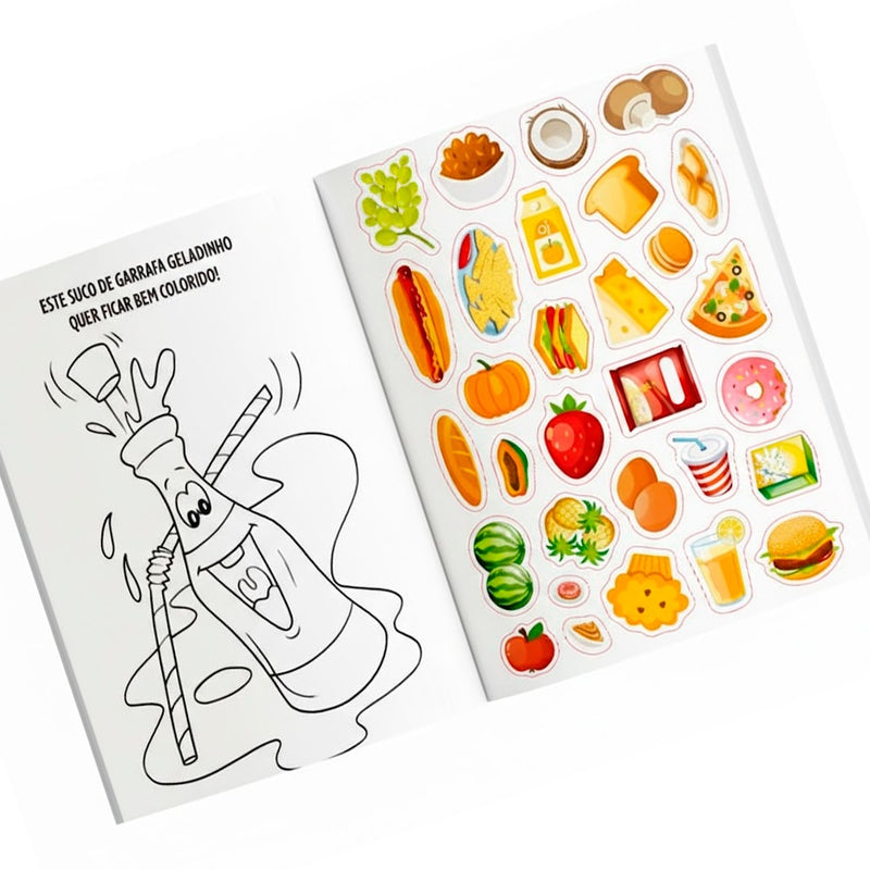 Livro de Colorir | 1001 Adesivos | Alimentos