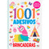 Livro de Colorir 1001 Adesivos Brincadeiras, capa branca com ilustrações de brinquedos e personagens. — Plenitude