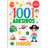 Livro de Colorir 1001 Adesivos Diversão, capa branca com ilustrações de pirata, balão e animais. — Plenitude