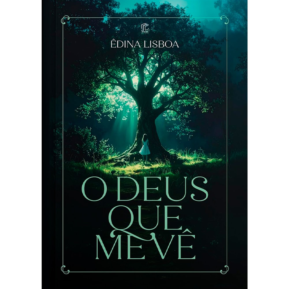 Livro O Deus Que Me Vê de Êdina Lisboa, capa escura com árvore e menina. — Plenitude