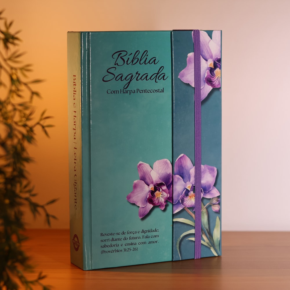 Bíblia Sagrada Orquídeas | ARC | Harpa Pentecostal | Letra Gigante | Capa Dura Panorâmica