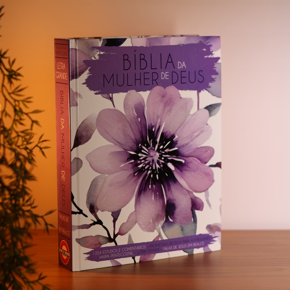 Bíblia da Mulher de Deus | ARC | Harpa Pentecostal | Letra Grande | Capa Dura Flores Lilás
