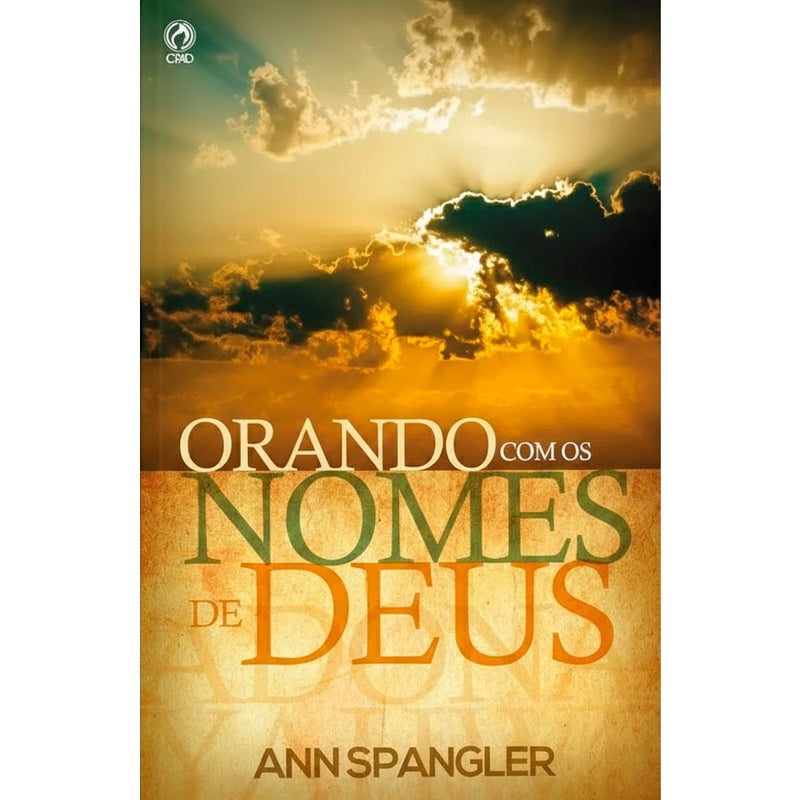 Livro: Orando com os Nomes de Deus, Ann Spangler, capa com céu ensolarado e nuvens. — Plenitude