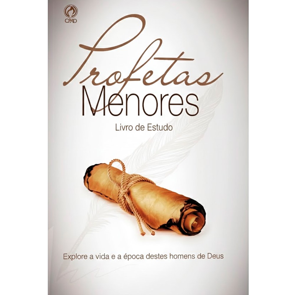 Livro "Profetas Menores" de Vários Autores, capa branca com pergaminho amarrado. — Plenitude