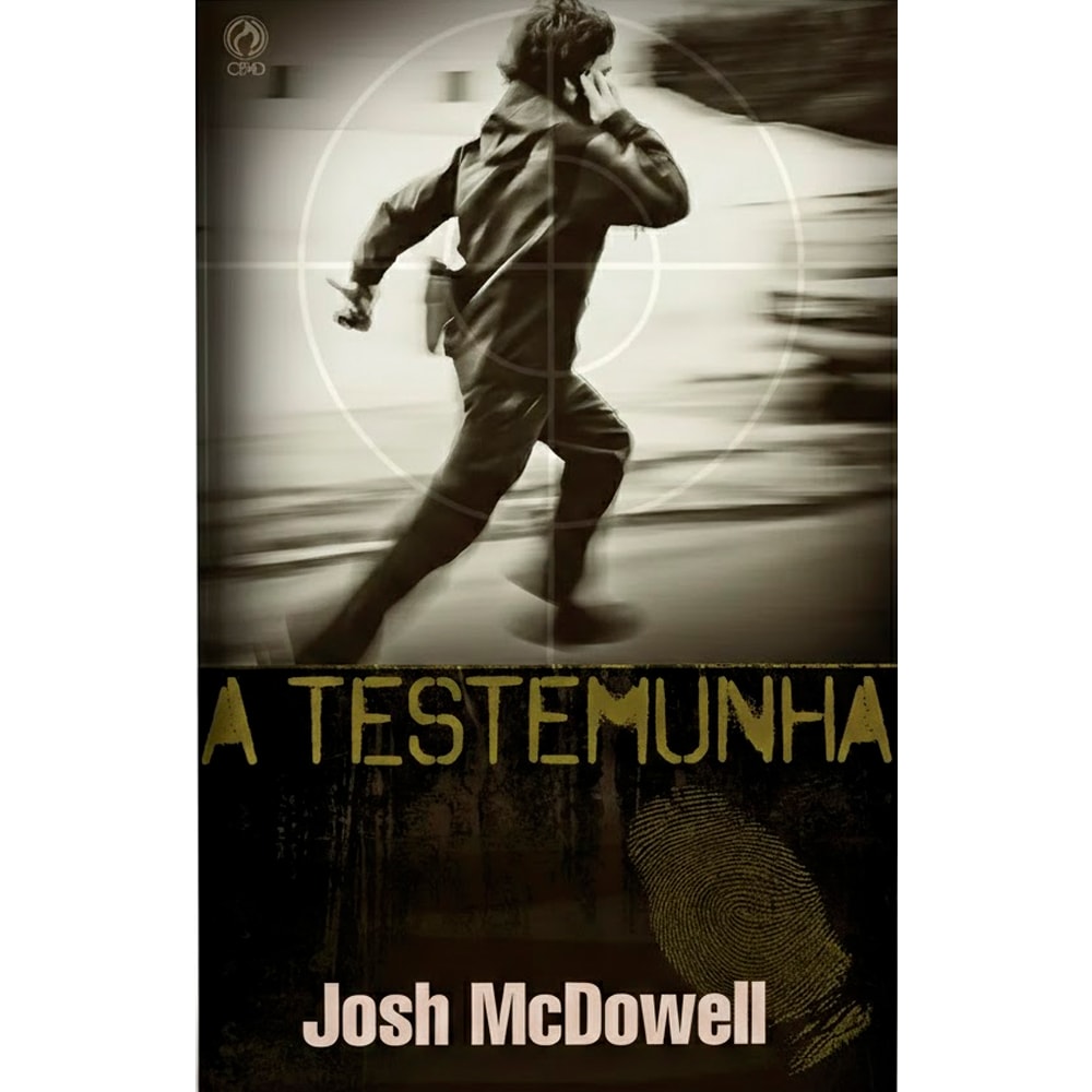 Livro "A Testemunha" com capa escura, imagem de uma pessoa correndo e uma impressão digital. — Plenitude