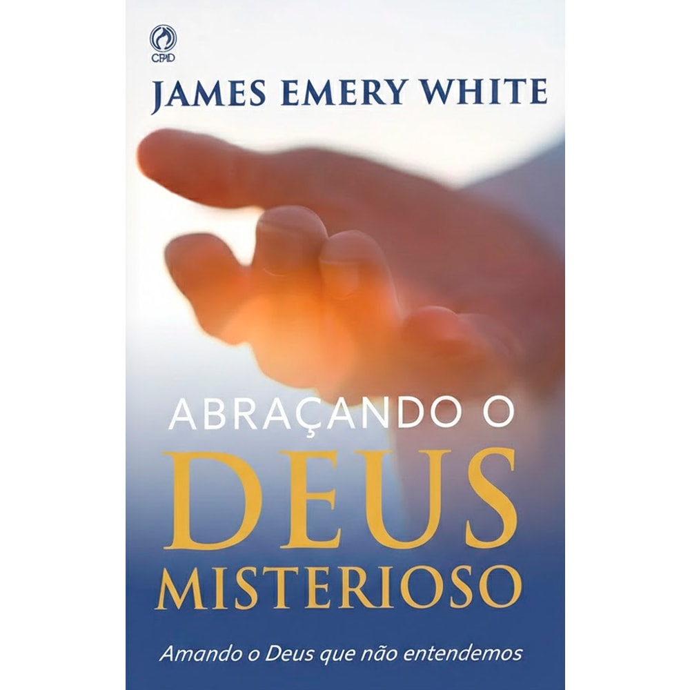 Livro "Abraçando o Deus Misterioso" com capa azul e imagem de mãos estendidas. — Plenitude