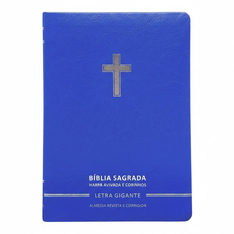 Bíblia Sagrada | Letra Gigante | ARC | Harpa Avivada e Corinhos | Capa Premium Luxo Cruz Azul
