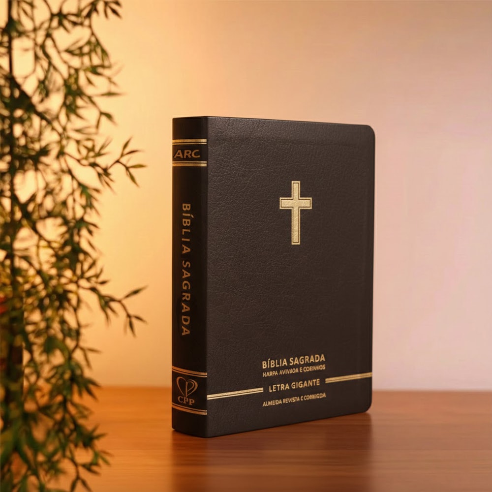 Bíblia Sagrada | Letra Gigante | ARC | Harpa Avivada e Corinhos | Capa Premium Luxo Cruz Preta