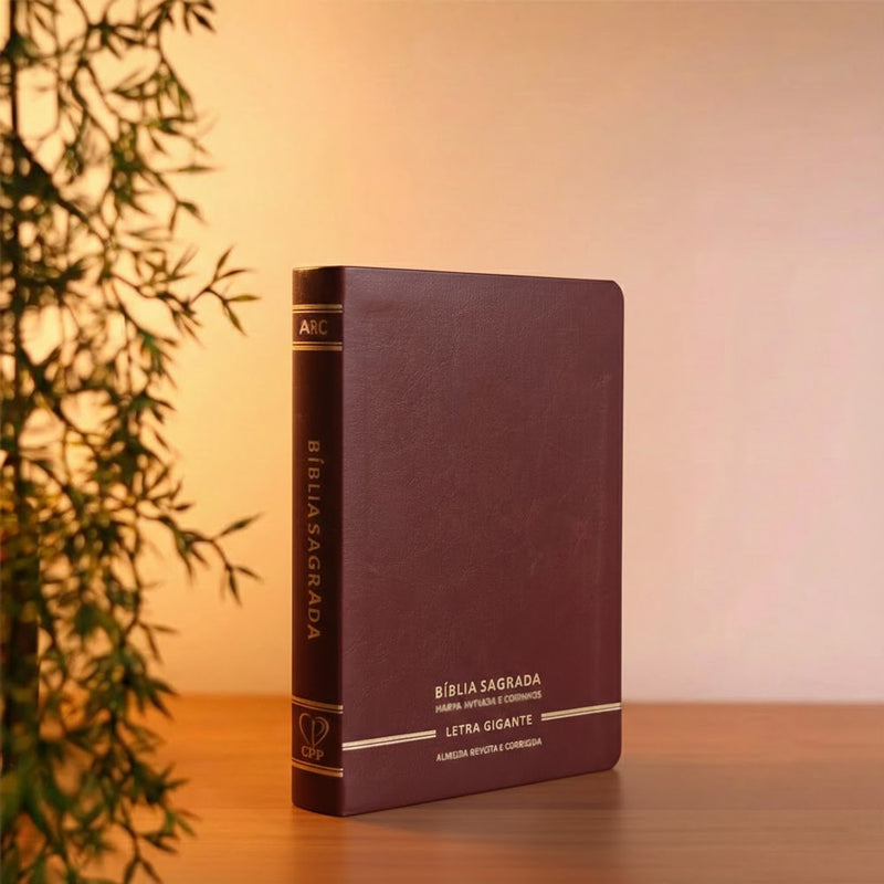 Bíblia Sagrada | Letra Gigante | ARC | C/ Harpa e Corinhos | Capa Premium Luxo Minimalista Bordô