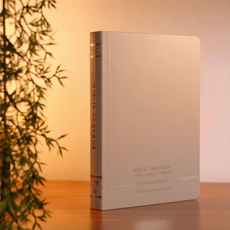 Bíblia Sagrada | Letra Gigante | ARC | C/ Harpa e Corinhos | Capa Premium Luxo Minimalista Branca