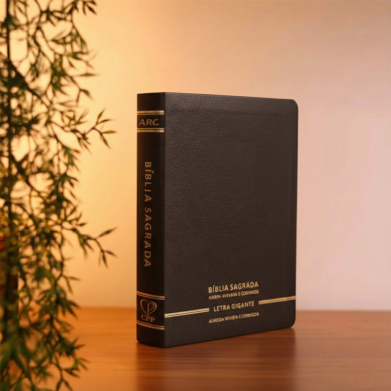 Bíblia Sagrada | Letra Gigante | ARC | C/ Harpa e Corinhos | Capa Premium Luxo Minimalista Preta