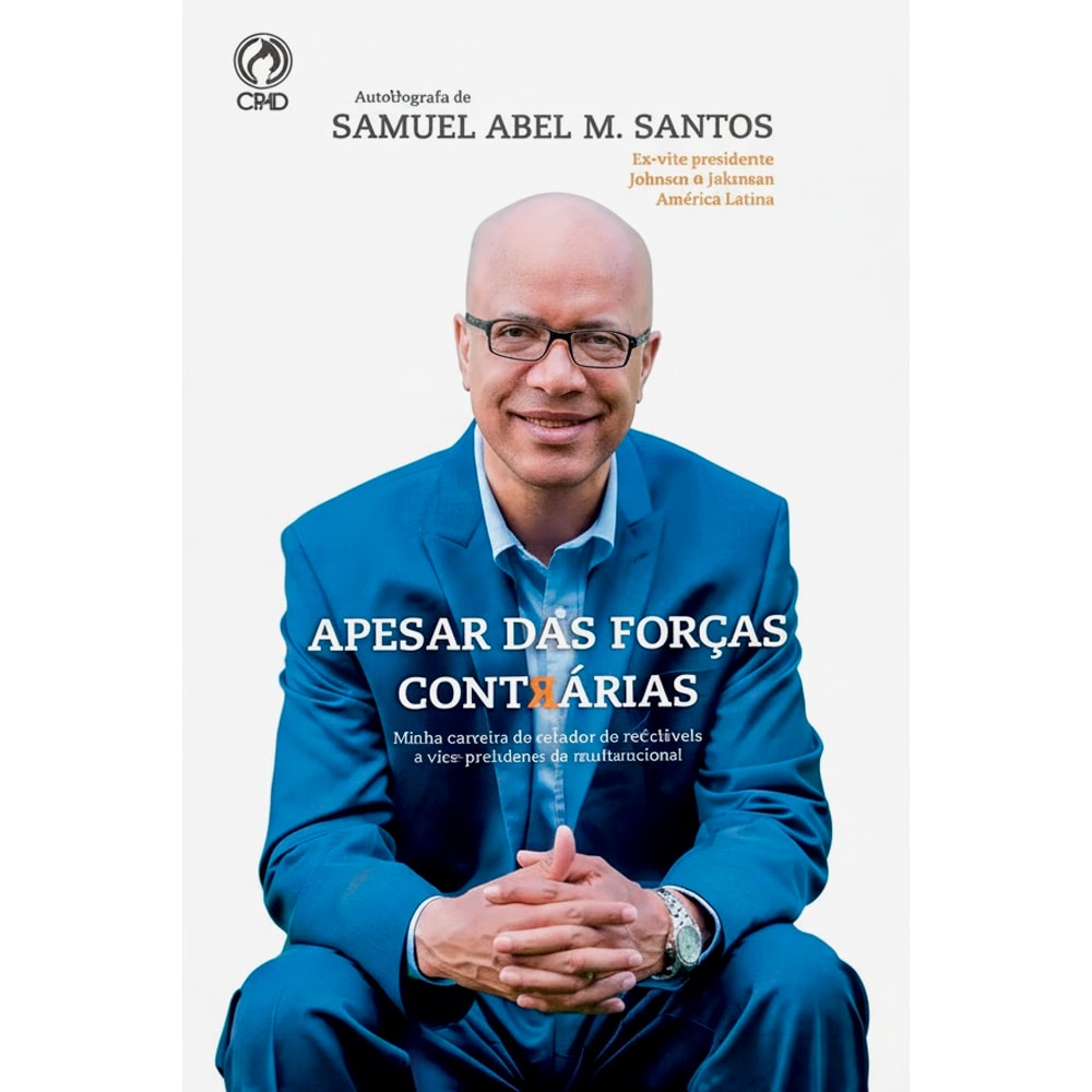 Livro "Apesar das Forças Contrárias" com capa branca e foto de Samuel Abel M. Santos. — Plenitude