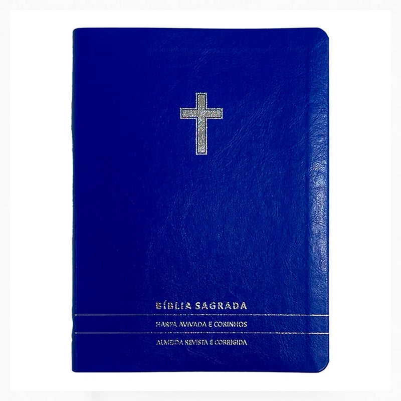 Bíblia Slim | Letra Normal | ARC | C/ Harpa e Corinhos | Capa Premium Luxo Cruz Azul