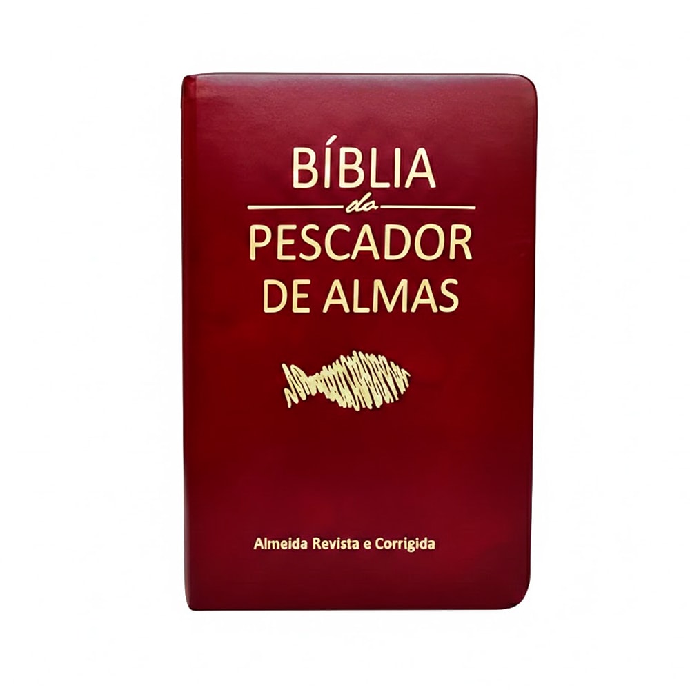 Bíblia do Pescador de Almas, Almeida Revista e Corrigida, capa luxo vinho com peixe dourado. — Plenitude