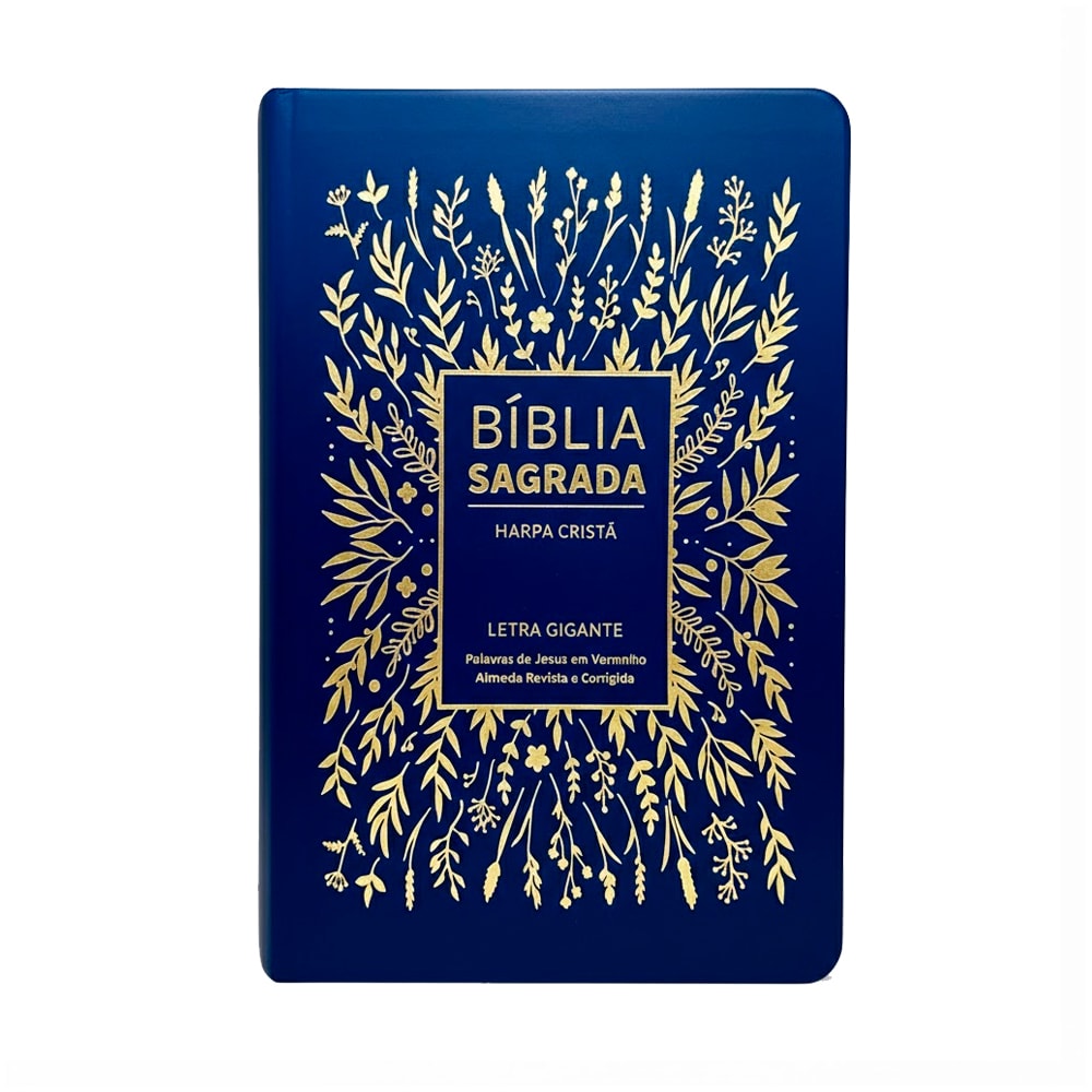Bíblia Sagrada | ARC | Letra Gigante com Harpa Cristã | Floral Azul