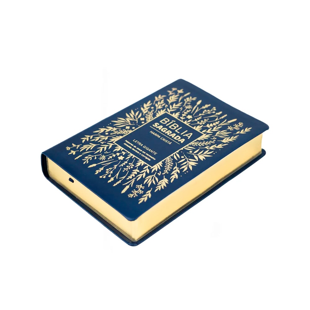 Bíblia Sagrada | ARC | Letra Gigante com Harpa Cristã | Floral Azul