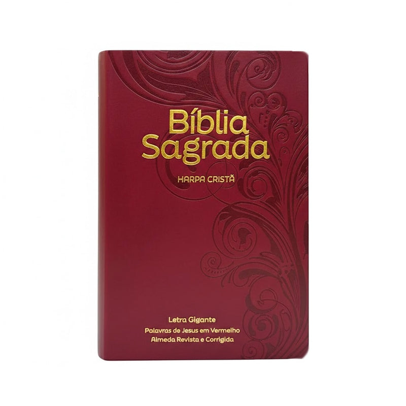 Bíblia Sagrada | ARC | Letra Gigante | Harpa Cristã | Capa Luxo Floral Vinho