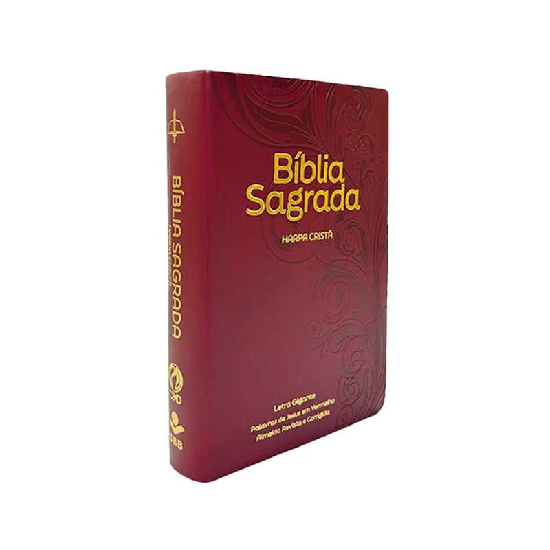 Bíblia Sagrada | ARC | Letra Gigante | Harpa Cristã | Capa Luxo Floral Vinho