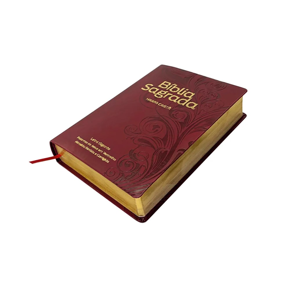 Bíblia Sagrada | ARC | Letra Gigante | Harpa Cristã | Capa Luxo Floral Vinho