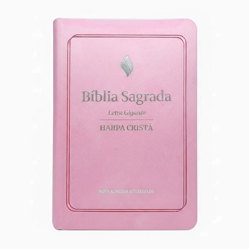 Bíblia Sagrada | NAA | Letra Gigante | Harpa Cristã | Capa Luxo Rosa Claro