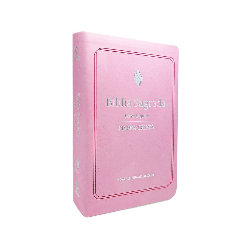 Bíblia Sagrada | NAA | Letra Gigante | Harpa Cristã | Capa Luxo Rosa Claro