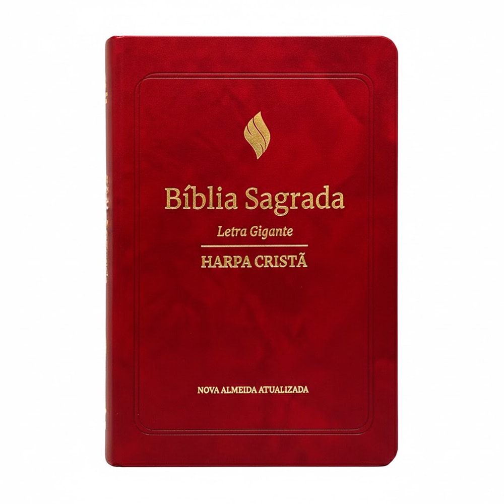 Bíblia Sagrada Nova Almeida Atualizada, letra gigante, capa luxo vinho com Harpa Cristã e detalhes dourados. — Plenitude