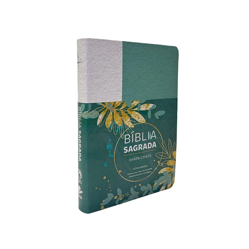 Bíblia Sagrada | ARC | Letra Grande | Harpa Cristã | Capa Luxo Floral Verde e Branco