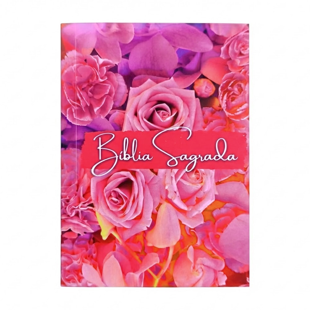 Kit 50 Bíblias Sagrada Mulheres, ARC Edição Promessas, bolso, capa rosa com flores. — Plenitude