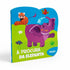 Livro A Procura da Elefanta, Livros Magic, capa verde com elefante roxo e outros animais, em formato recortado. — Plenitude