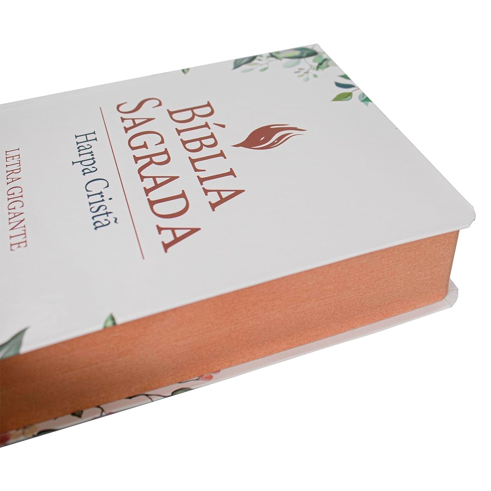 Bíblia Sagrada | ARC | Letra Gigante | Harpa Cristã | Capa Dura Floral Branca