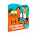 Livro infantil: Descobrindo os Veículos, Livros Magic, Cartonado Recortado, capa colorida com ônibus e carro de polícia. — Plenitude