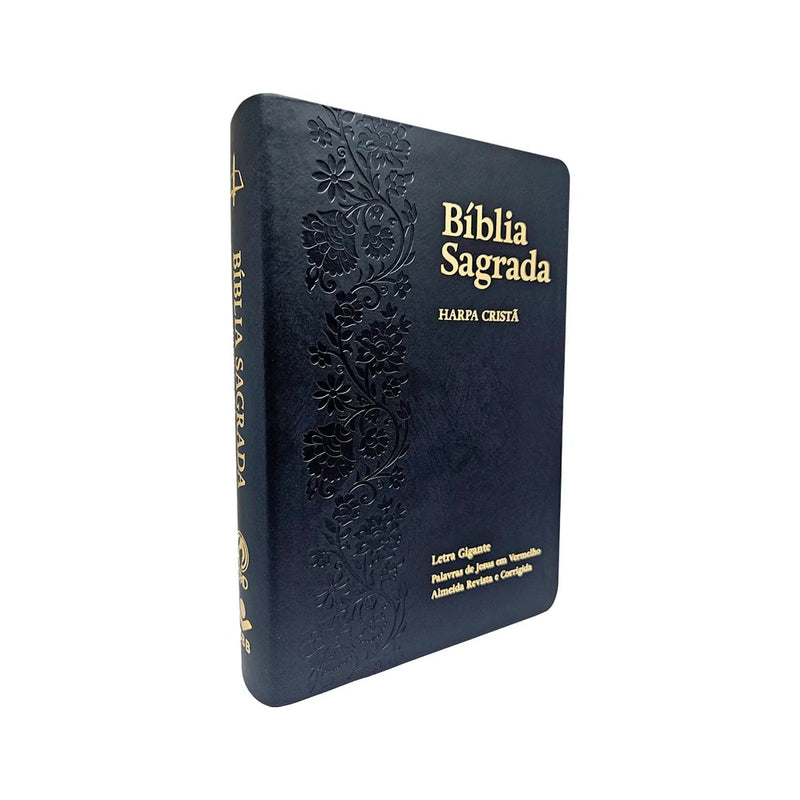 Bíblia Sagrada | ARC | Letra Gigante | Harpa Cristã | Capa Luxo Floral Ramos Preta