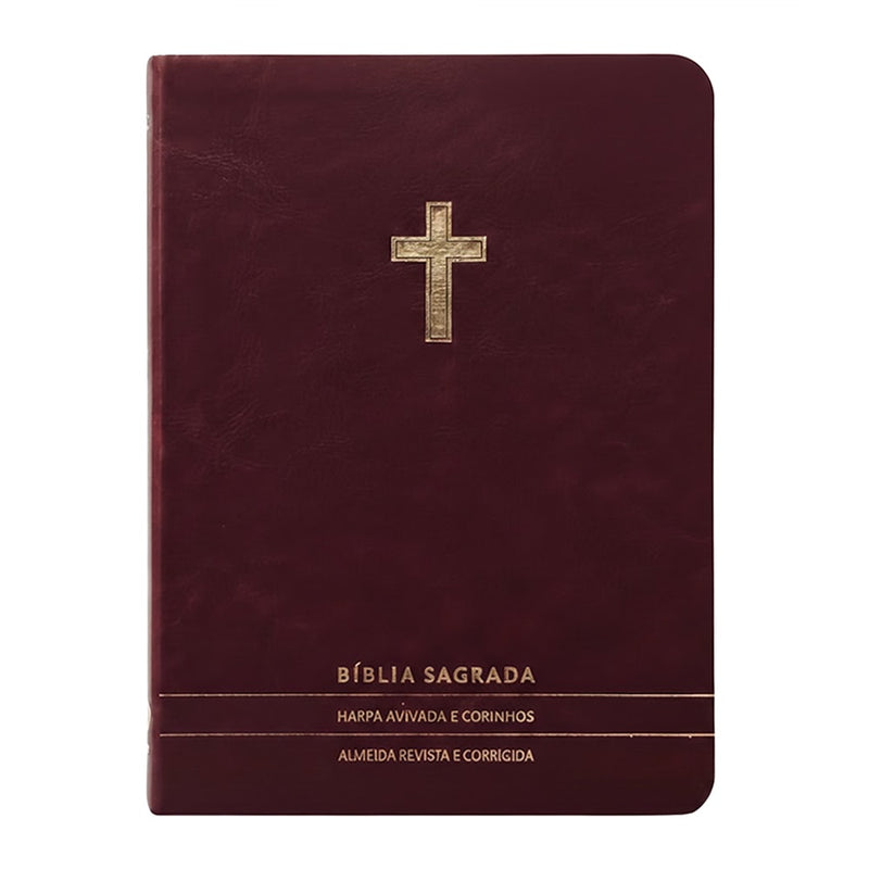 Bíblia Slim | Letra Normal | ARC | C/ Harpa e Corinhos | Capa Premium Luxo Cruz Bordô