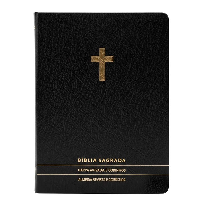 Bíblia Slim | Letra Normal | ARC | C/ Harpa e Corinhos | Capa Premium Luxo Cruz Preta