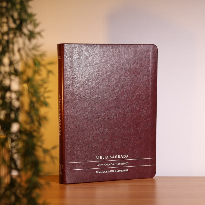 Bíblia Slim | Letra Normal | ARC | C/ Harpa e Corinhos | Capa Premium Luxo Minimalista Bordô
